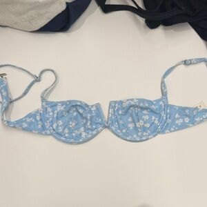 Blue Floral Underwire Bra